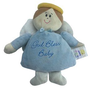 Baby Ganz God Bless Baby Boy Guardian Angel Soft Plush Stuffed 9.5" Rattle